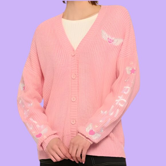 Hot Topic Kawaii Wings Embroidered Cardigan  Pink Size Medium / Small - Picture 1 of 8